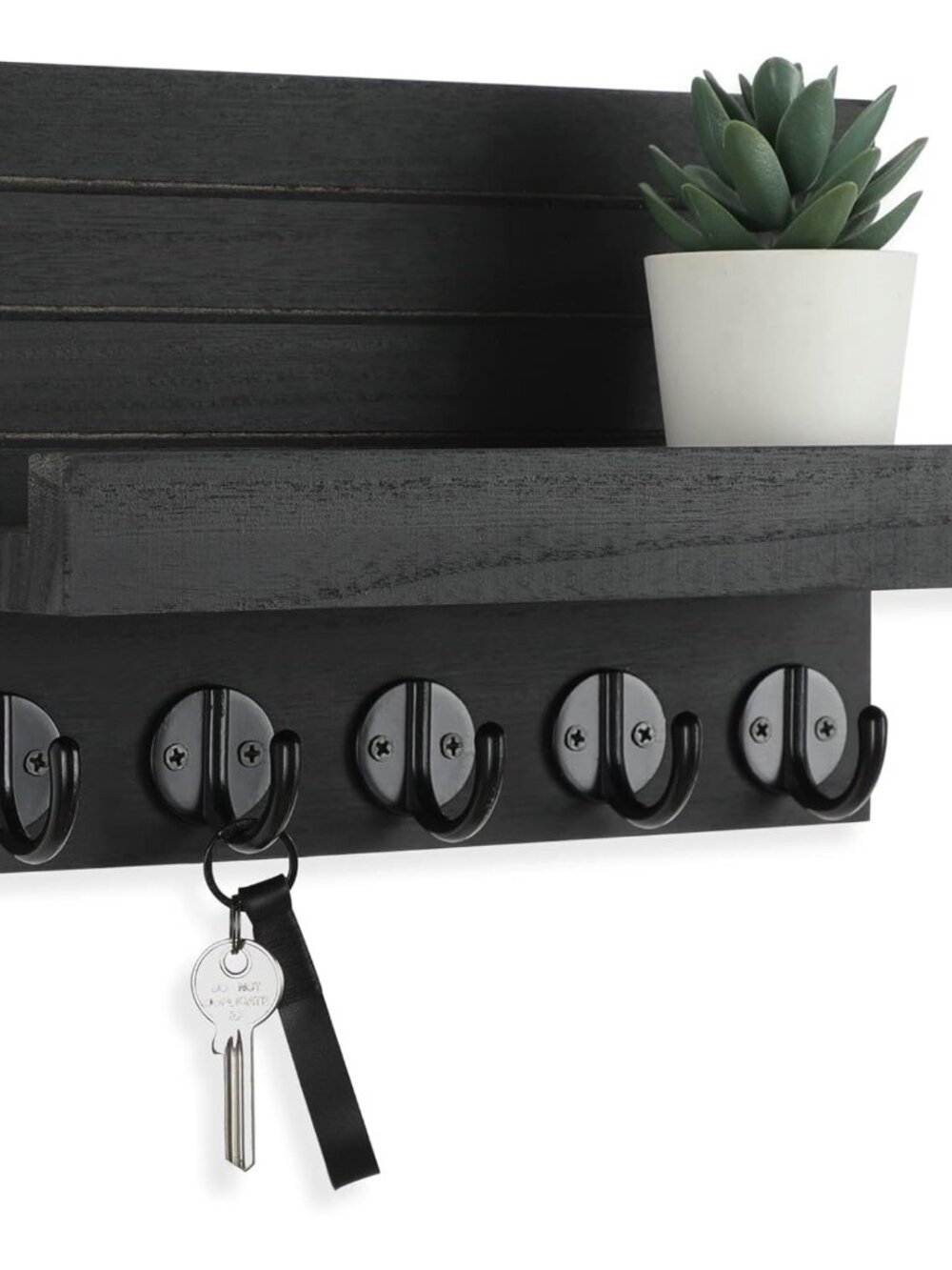 Key Holder for Wall, Decorative Key and Mail Holder with Shelf Has Large Hooks f